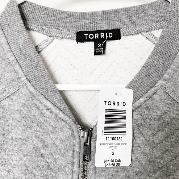 TORRID Gray Peplum Zip Up Fleece Jacket Size 2 - Picture 3 of 8
